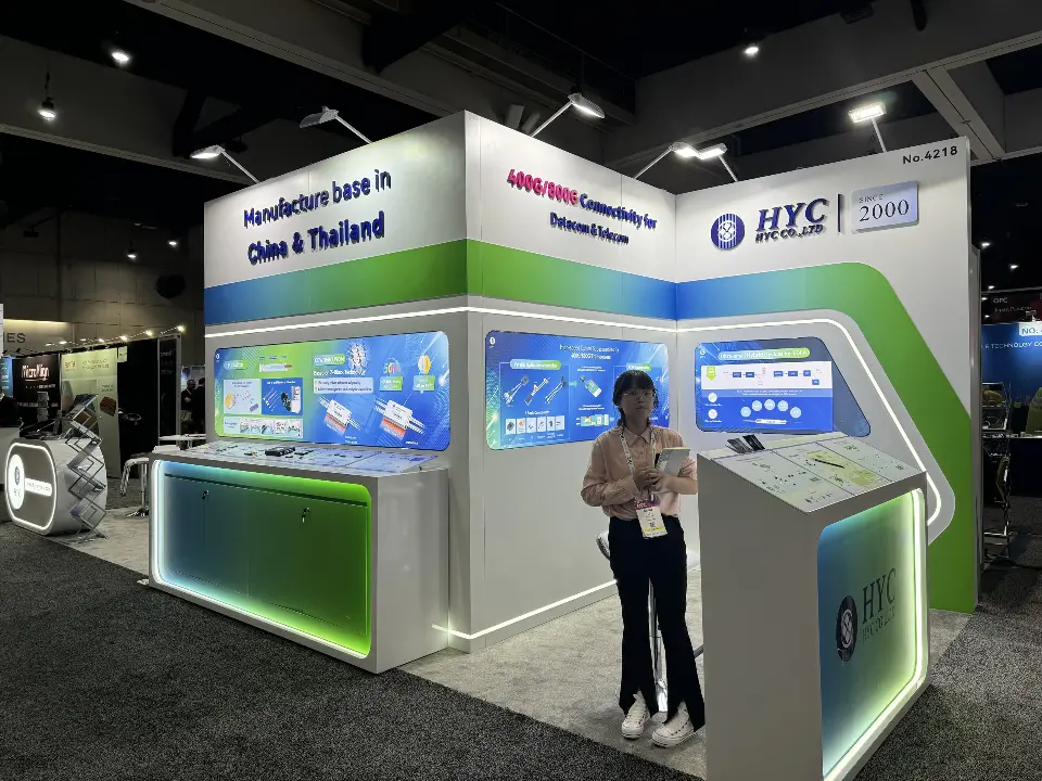 Corner of the HYC booth with a China and Thailand header and green-lit counter