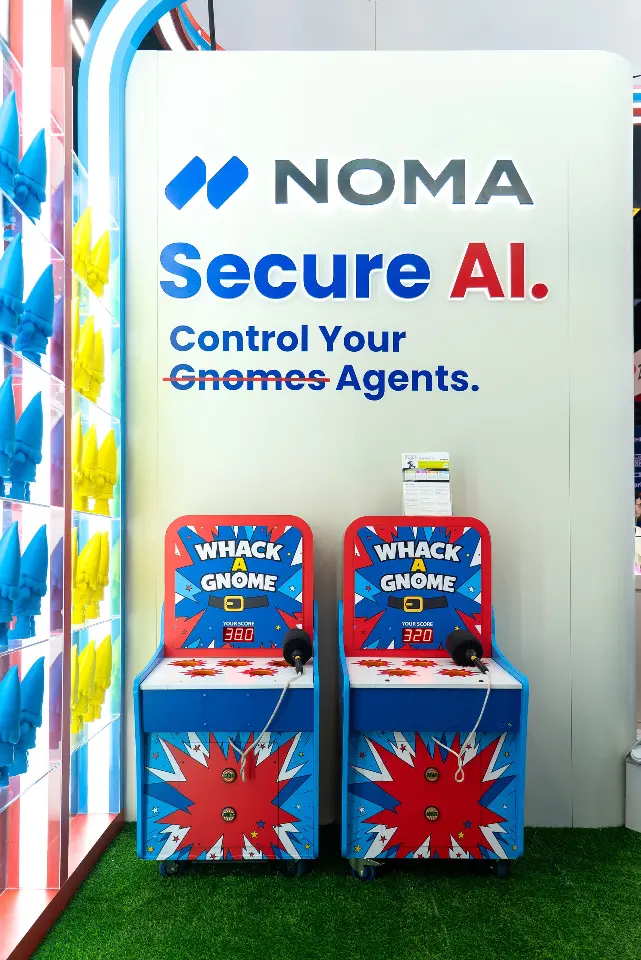 Portrait of 'Secure AI. Control Your Gnomes Agents' wall with game cabinets