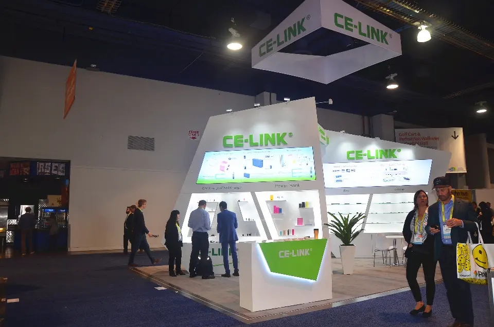 Wide view with show visitors around the CE-LINK booth
