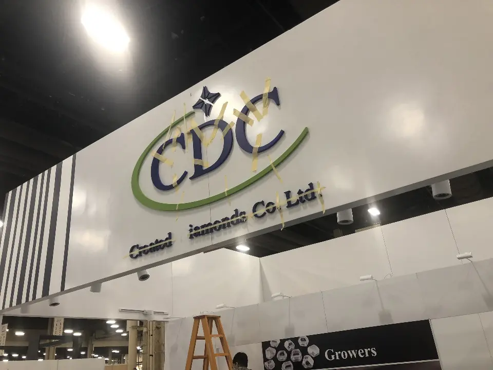 Angled view of the CDC logo and Created Diamonds Co. Ltd. name on the white header
