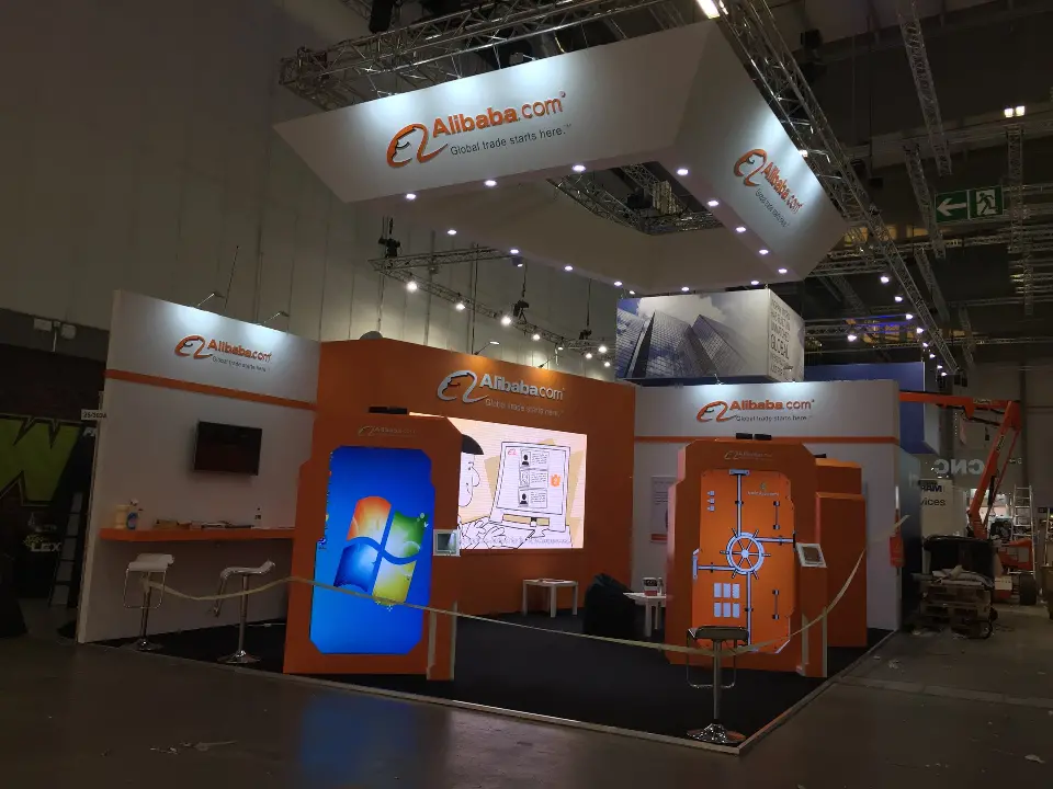 Angle from the left showing the white header, truss and orange screen frames