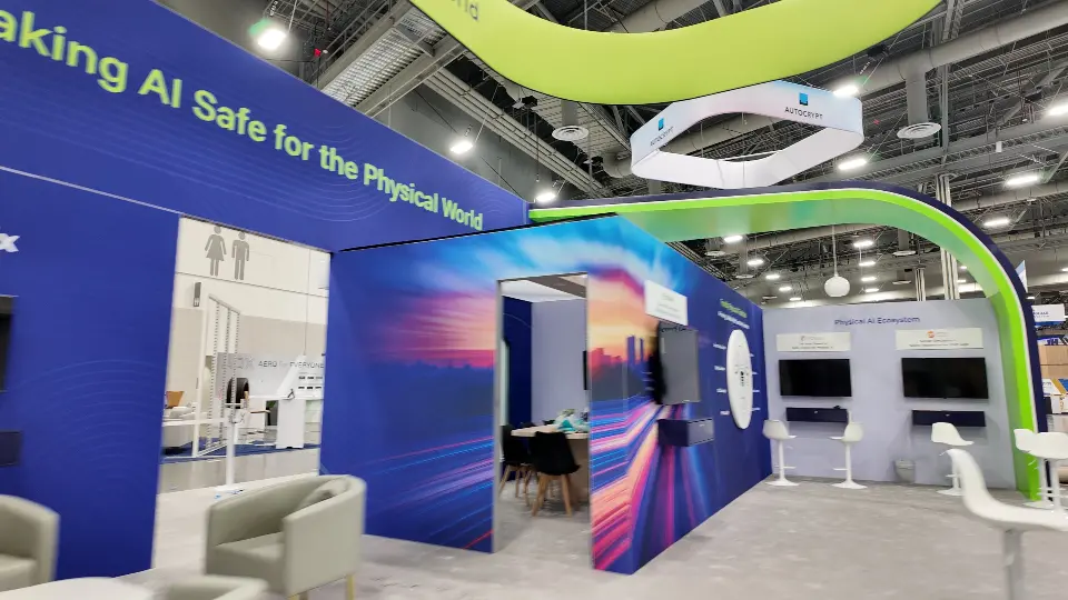 Open lounge seen from inside under the lime-green ring
