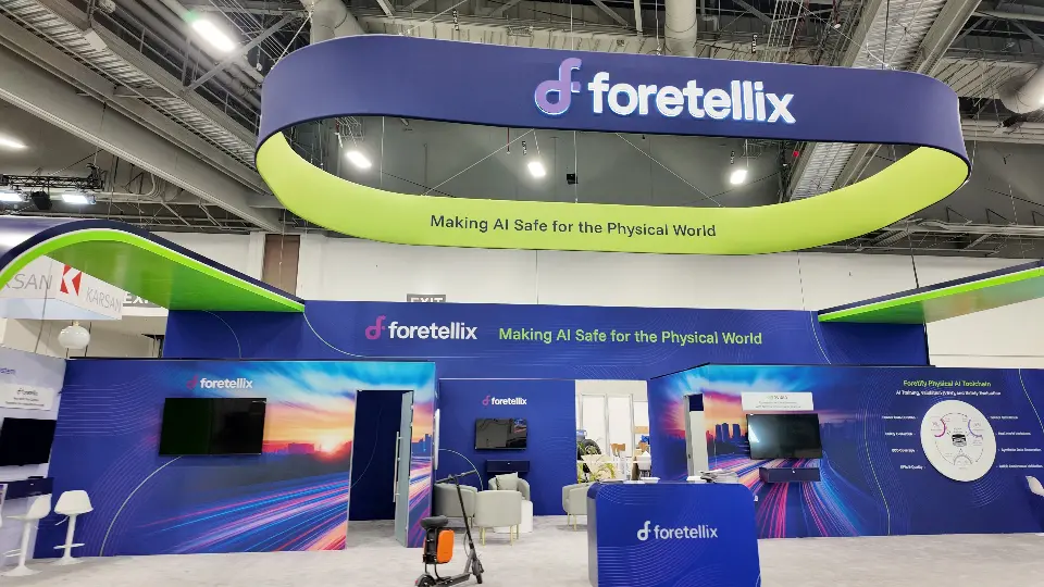 Front of the Foretellix stand at CES with Making AI Safe for the Physical World header ring