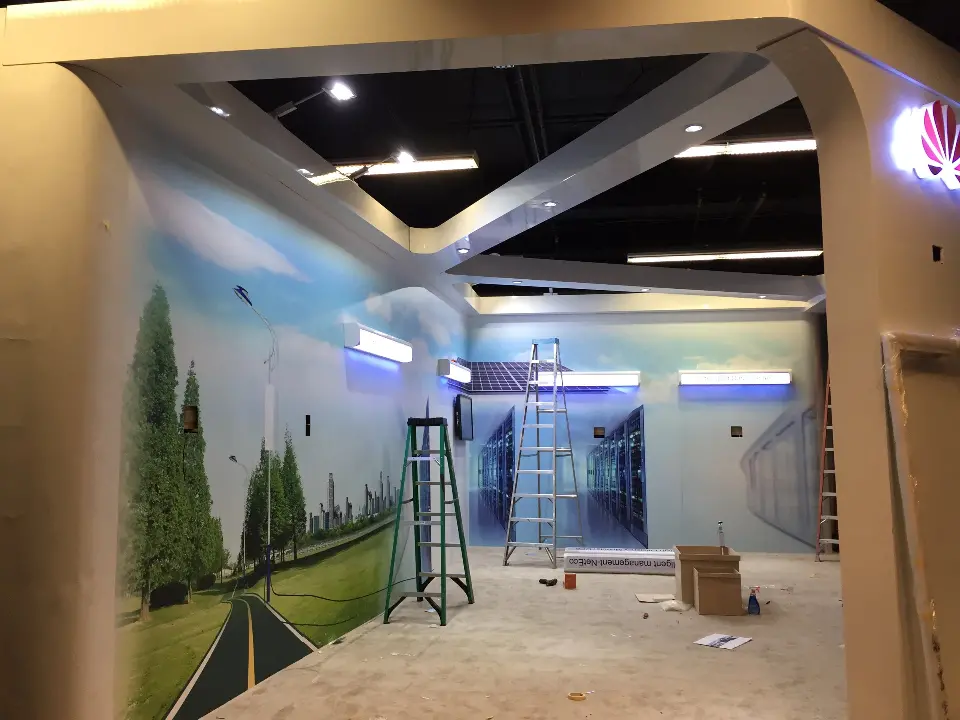 During installation: wider angle of the arched frame, road mural and ceiling lights
